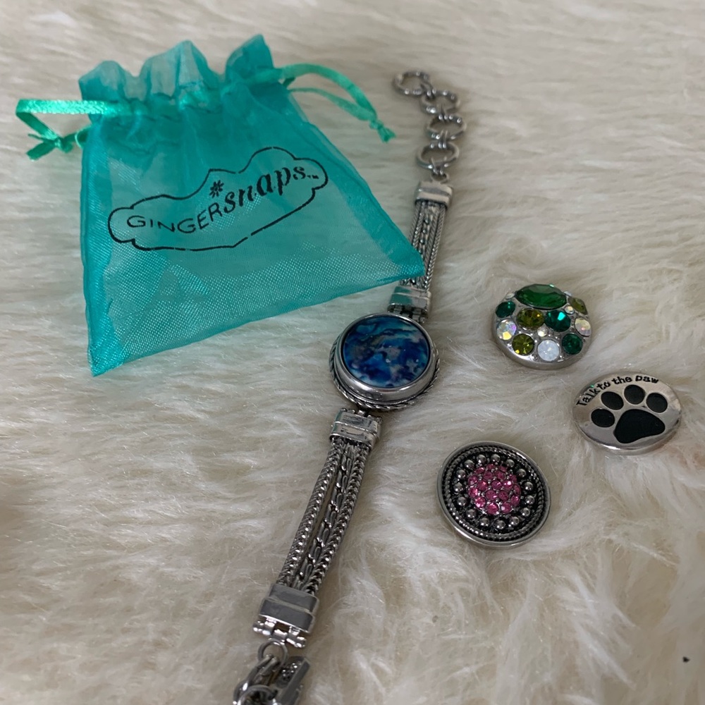 Kids Gingersnap Bracelet with snaps silver